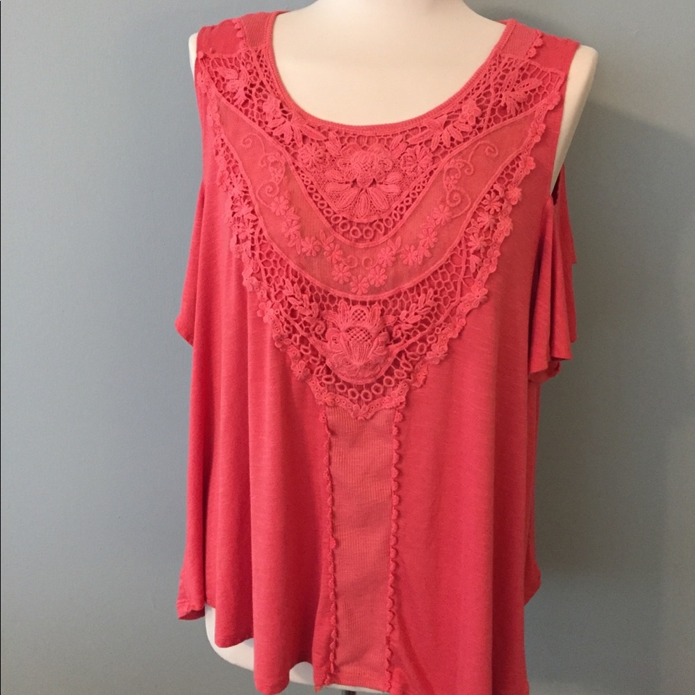 Cold Shoulder Boutique Top in Coral Size XL